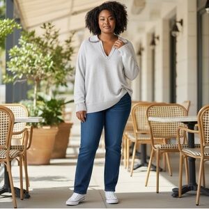 Cyrus Light Gray Knit V-Neck Sweater Top sz 3X NWT